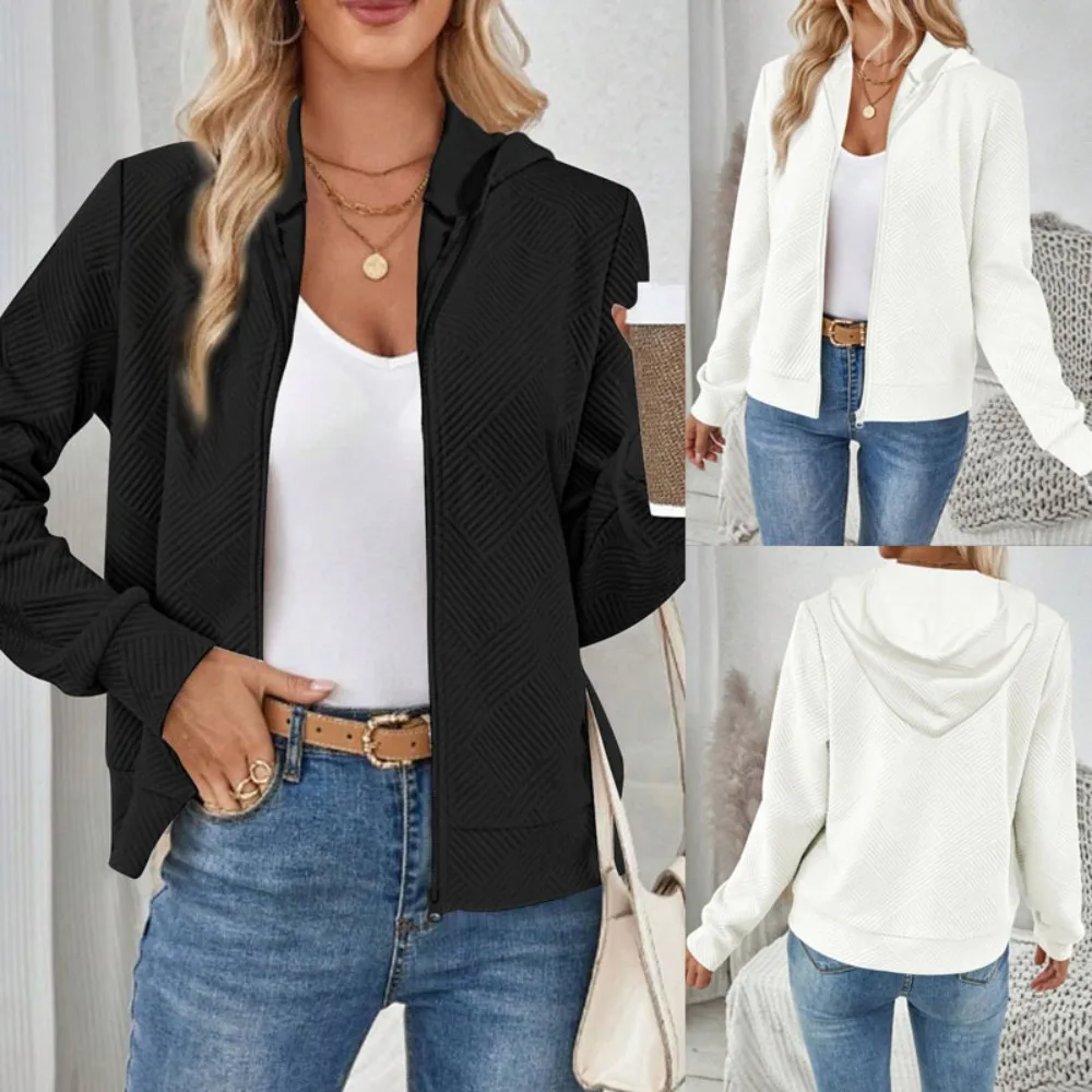 

Женская осенне-зимняя толстовка с капюшоном, удобный повседневный кардиган, куртка на молнии, модный топ с длинными рукавами, свободная посадка, повседневная одежда