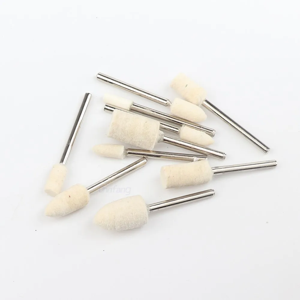 10Pcs Wool Felt Mounted Polishing Buffing Wheel OD 4-10mm grinding head For Dremel Drill Rotary Tool 3mm Shank
