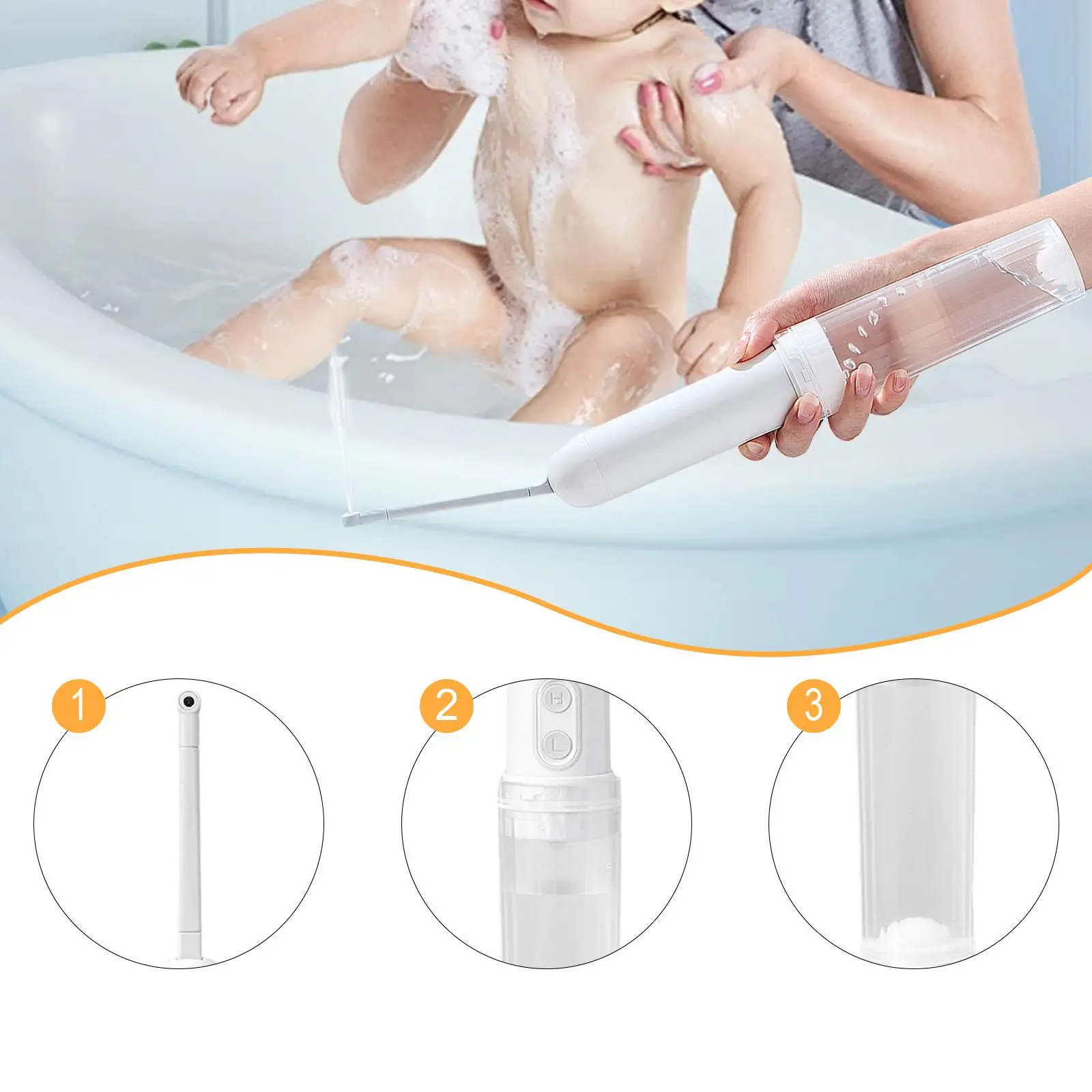 

Портативное электрическое дорожное биде 150 мл, ручное для личной гигиены, электрический опрыскиватель для биде, электрический опрыскиватель для унитаза, белый