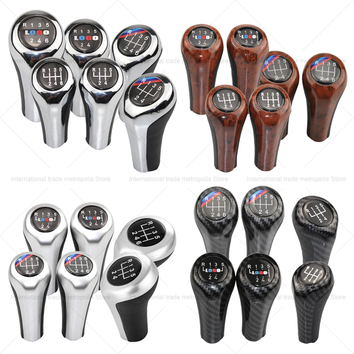 Carbon Fiber Pattern 5/6 Speed Leather Gear Shift Knob Manual for BMW E46 E90 E92 E39 X1 M Car Handle Gearbox Stick Knob