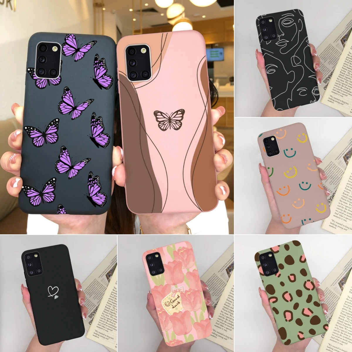 For Samsung Galaxy A31 A51 A71 Case Beautiful Purple Butterfly Soft Silicone Back Cover Protective Coque For A 31 A 51 A71 Funda