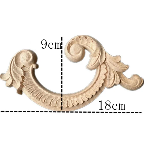 10cm Woodcarving Decal Wood Carved Wooden Crafts Corner Appliques Frame Wall Door Furniture Decorative Wood Furniture Decoration