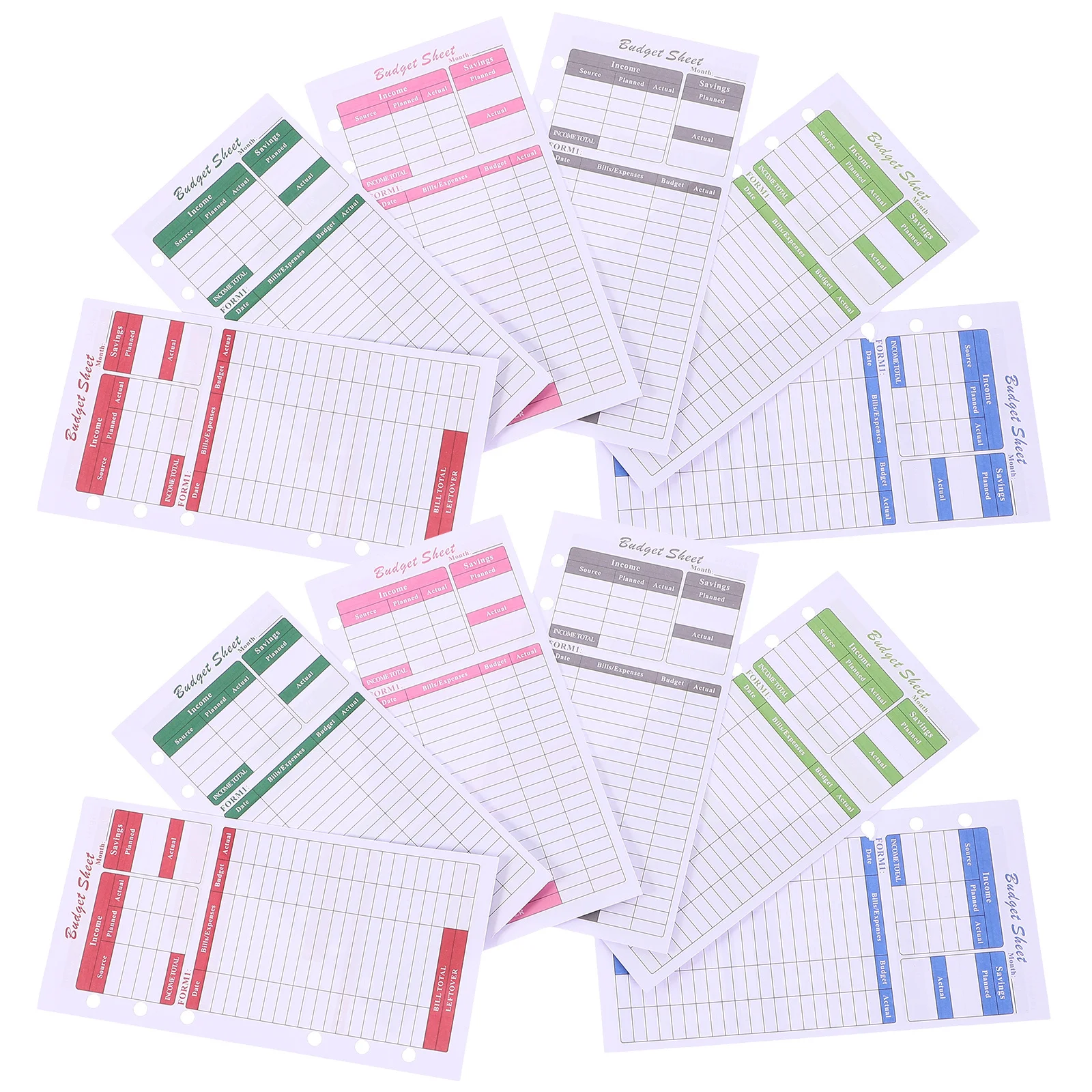 Budget Planner Insert Paper 12 Sheets Portable Convenient Monthly Bills Plan Logs Financial Independence Control Wallet Bag