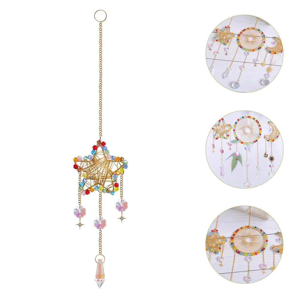 

Pentagram Pendant Crystal Wind Chimes Outdoor Garden Hanging Decorative Bells Lightweight Portable Party