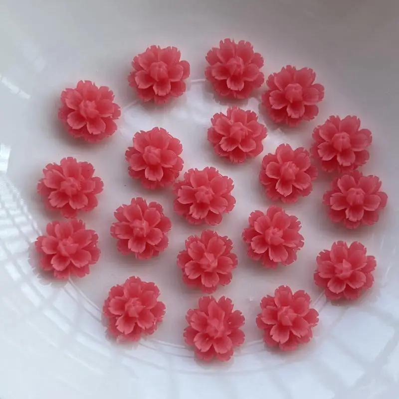 50 pieces of brand-new 12mm resin cute light flower shaped resin flat back Rhinestone DIY jewelry charm decorative florets