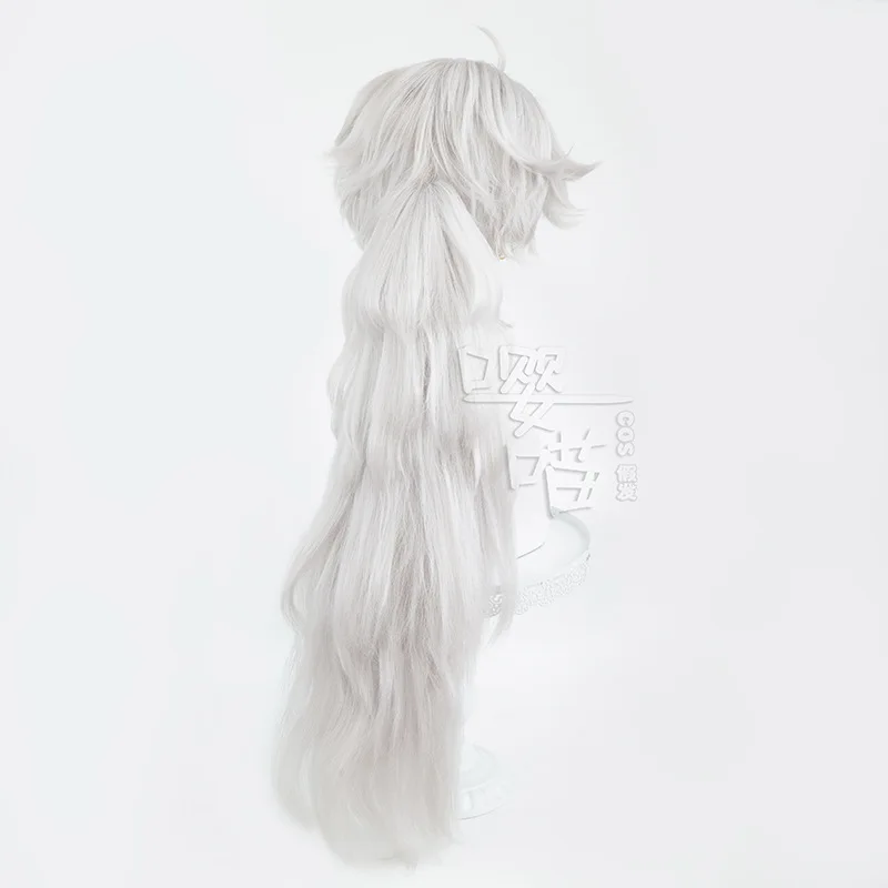 Perruque de Cosplay de Lingyang pour Homme et Femme, Perruques de Cheveux Synthétiques, Argent Blanc, Degré de Chaleur, Jeu Wuthering Waves, Halloween Anime, 80cm