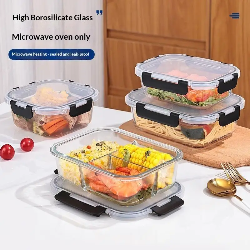 Glass Food Storage Containers with Lids Freezer Safe BPA Free Leak Proof Airtight Bento Boxes for Meal Prep Fridge Storage