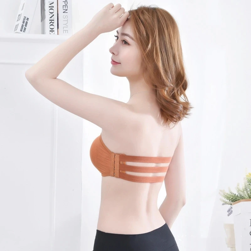 One Line Girdle Without Shoulder Straps Active Bra Threaded Chest Anti Glare Bra Gathered Sexy Beautiful Back Short Underwear