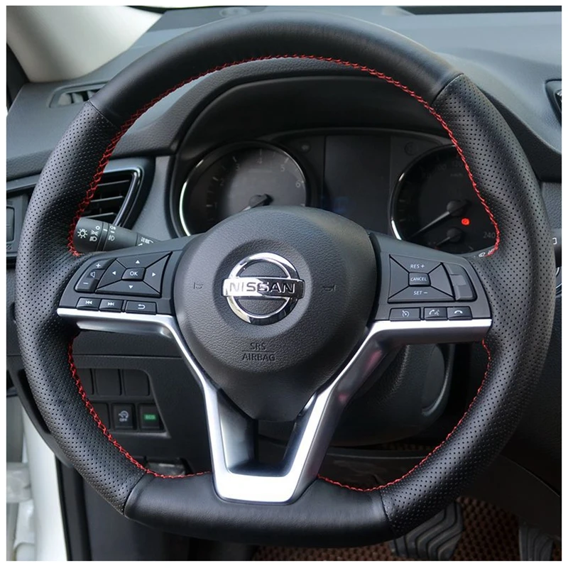 Car Steering Wheel Cover Artificial Leather For Nissan X-Trail 2017 Steering-Wheel Cover Wrap Car Accessories Auto Interior