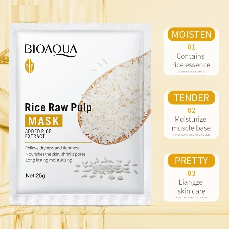 

10PCS rice raw paste mask skin care, moisturizing beauty skin mask beautiful skin facial nursing