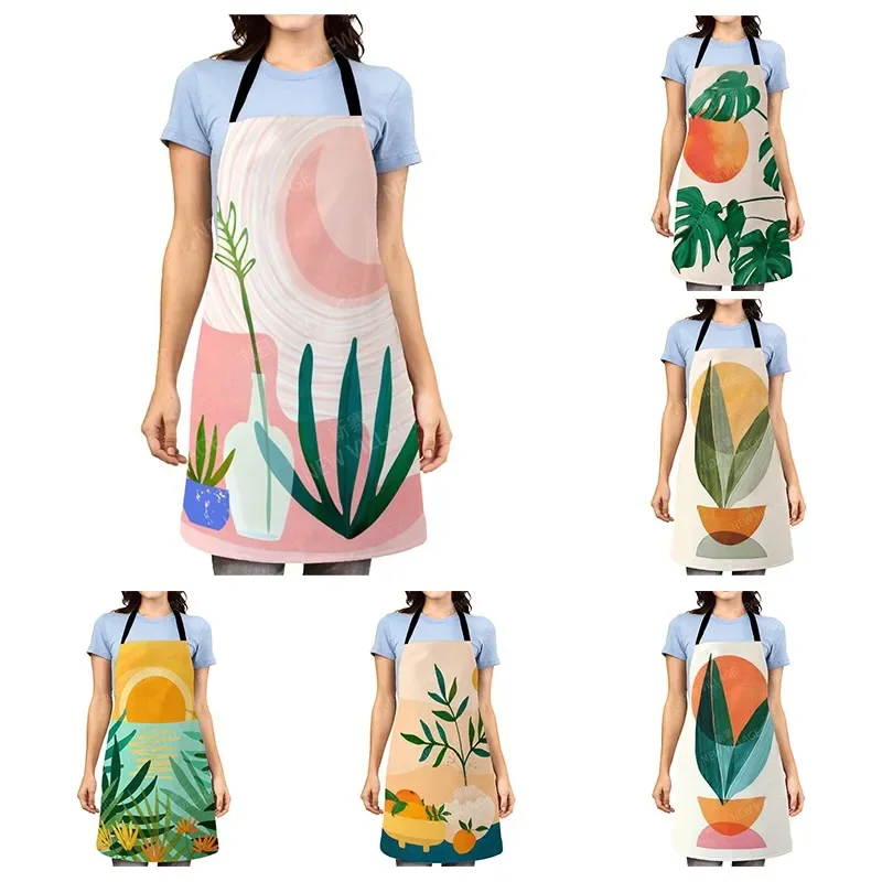 nordic Aesthetic Women kitchen apron kids original Children Waterproof girl princess waiter work apron oil proof boho plant