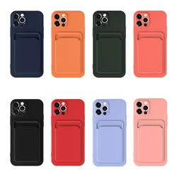 Custodia protettiva in TPU ibrida Silm con tasca per carte per Apple iPhone 14 13 12 11 Pro Max XR XS MAX 7 8 Plus Cover leggera