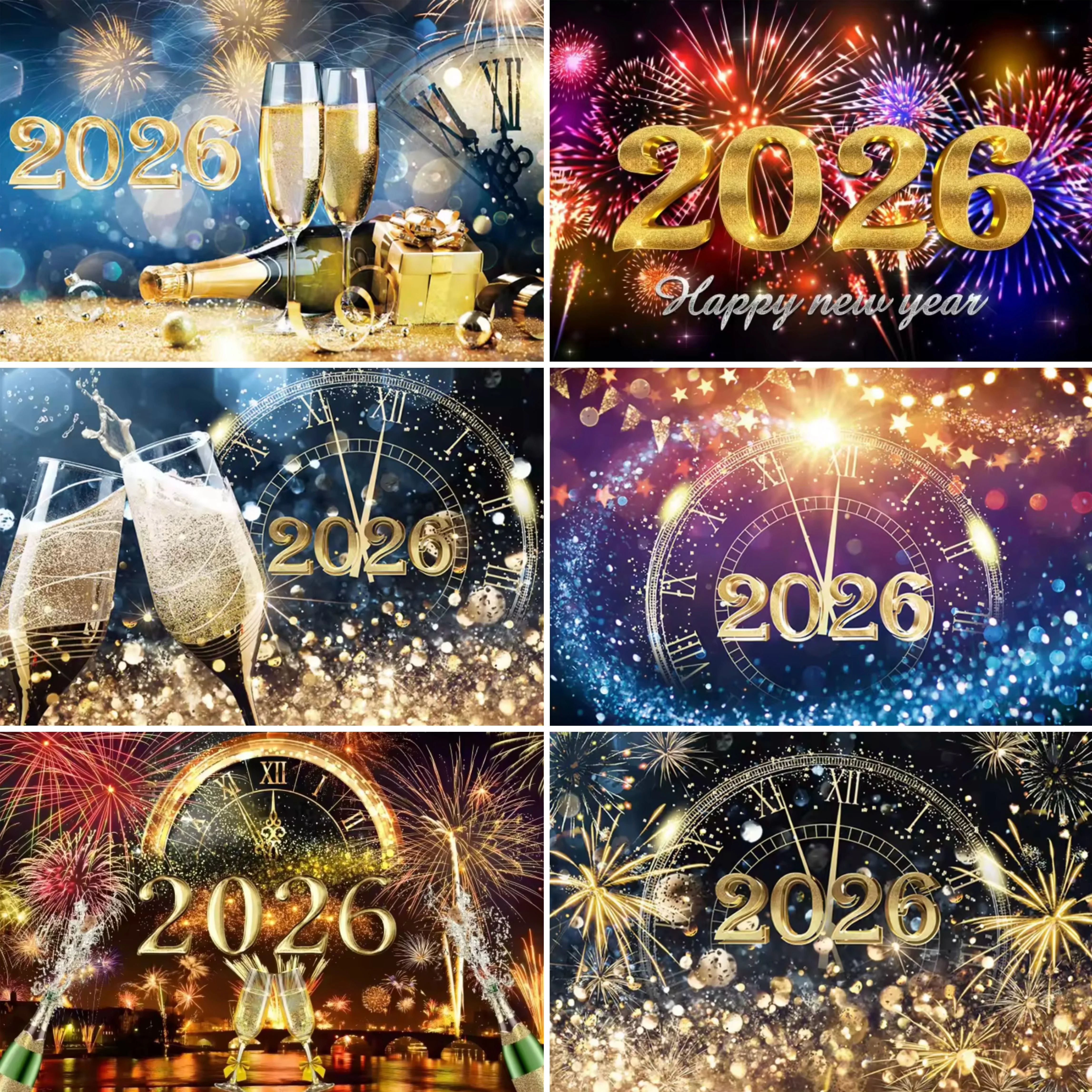 

2026 Happy New Year Party Decor Background New Year Champagne New Year Eve Party Cake Table Decor Happy New Year Backdrop Gift