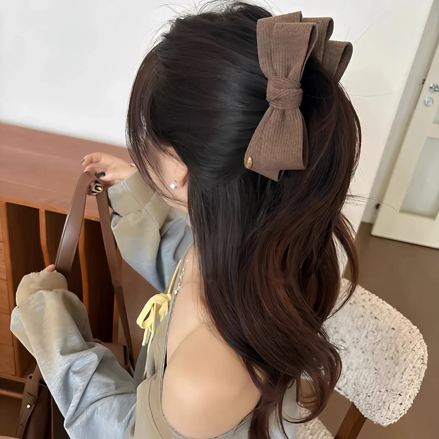 

Bow Banana Clip for Women Korean Sweet Premium Back of Head Updo Hair Claw Resin Lightweight Non Slip Daily