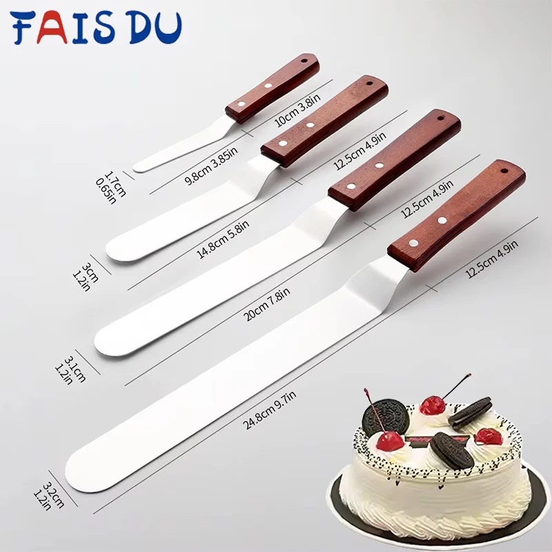 

4/6/8/10In Smoother Spatula Cake Knife Stainless Steel With Wood Handle Butter Cream Icing Frosting Kitchen Knife DIY Cake Tools