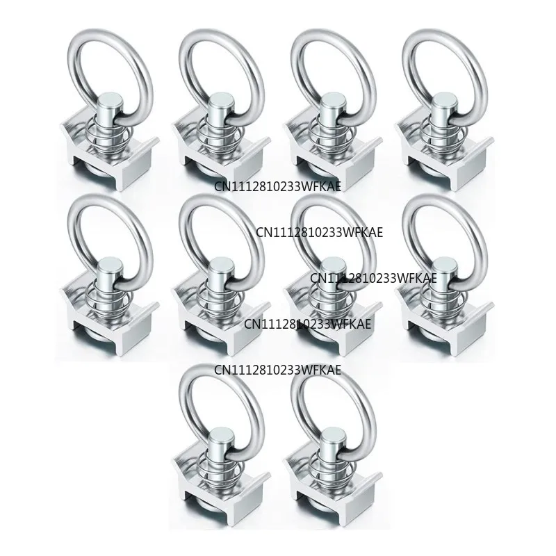 10Pcs Single Stud Fitting L Track 4000LB Capacity with Stainless Steel Round Ring Aluminum Keeper Cargo Control Tie Down Anchors