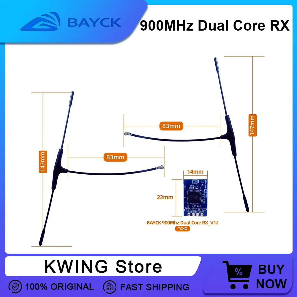 

Приемник BAYCK 915 МГц Dual Core RX ELRS 915 Diversity с двумя антеннами, поддержка CRSF/SBUS для FPV квадрокоптеров и радиоуправляемых дронов