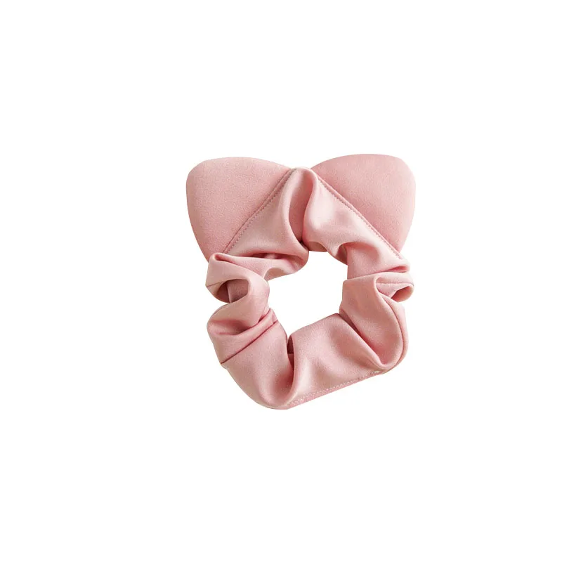 Ikat Rambut Telinga Kucing Imut Ikat Rambut Kain Warna Solid Mode Pita Rambut Ikat Rambut Kotak-kotak Aksesori Rambut Ikat Rambut Ekor Kuda