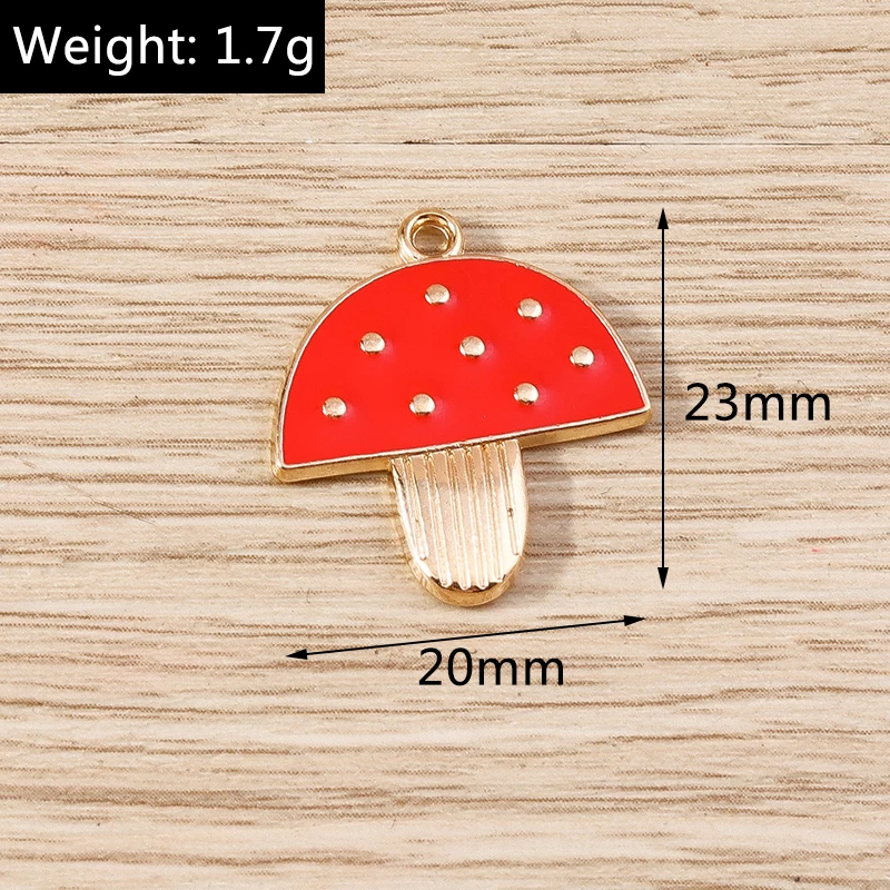10 Stück niedliche, gemischte Emaille-Anhänger in Form von Orangen und Pilzen zum Basteln von Ohrringen, Halsketten, Armbändern und anderen DIY-Schmuckstücken. – Detail 11