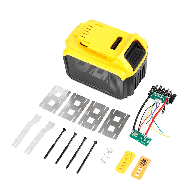 Caixa de plástico da bateria + placa protetora da bateria de lítio 21v para dewalt 15 células bateria ferramenta caso kit