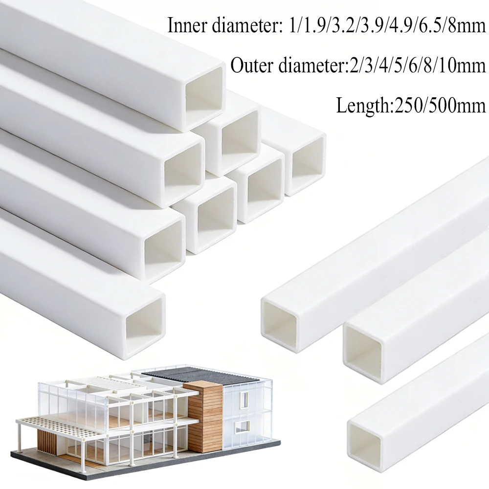 5/10/20Pcs White ABS Plastic Square Tube, Hollow Pipe for Architecture Model Making & DIY Craft, Easy Cut Building Material
