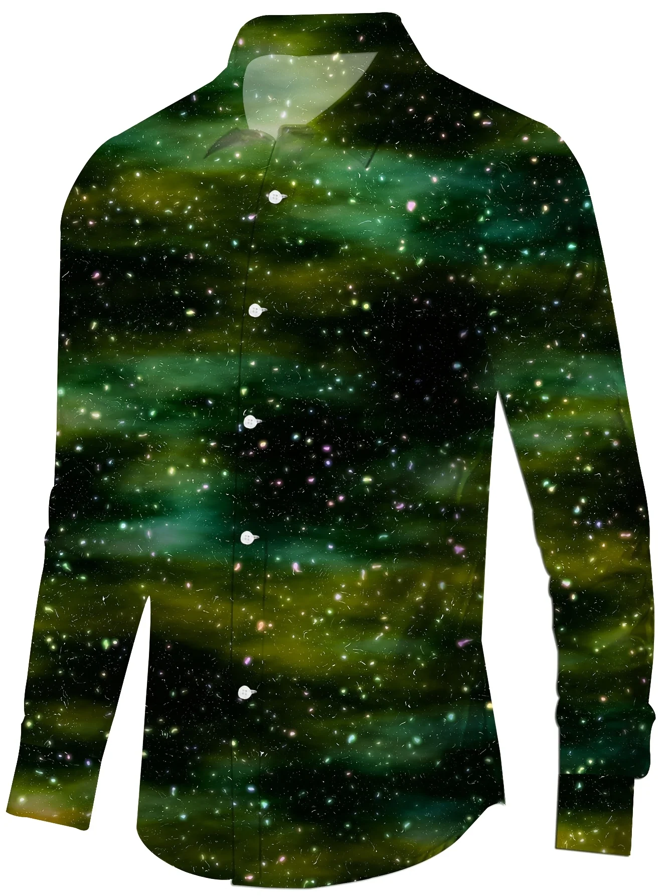 Men'S Stylish Long Sleeve Print Button-Up Shirt - Vibrant Floral & Geometric Design, Regular Fit