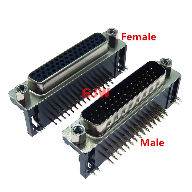 2PCS DR9 / 15 / 25 / 37 DB44 DR78 DB9 male / female welding plate plug 90 degree bent foot / pin serial port VGA socket