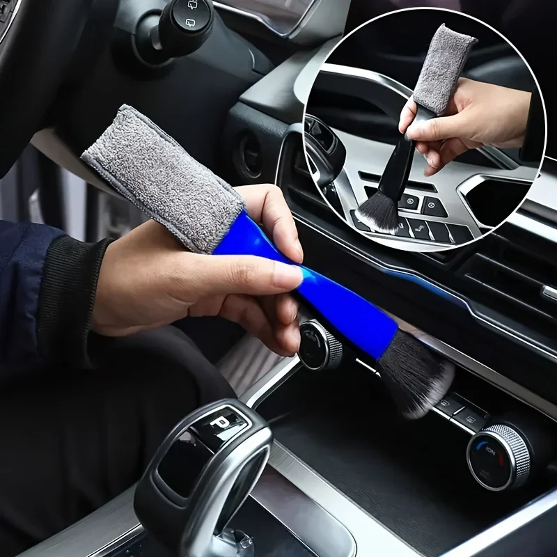 

2-in-1 Car Interior Cleaning Tool Air Vent Cleaning Brush Soft Bristle Brush Crevice Dusting Brush