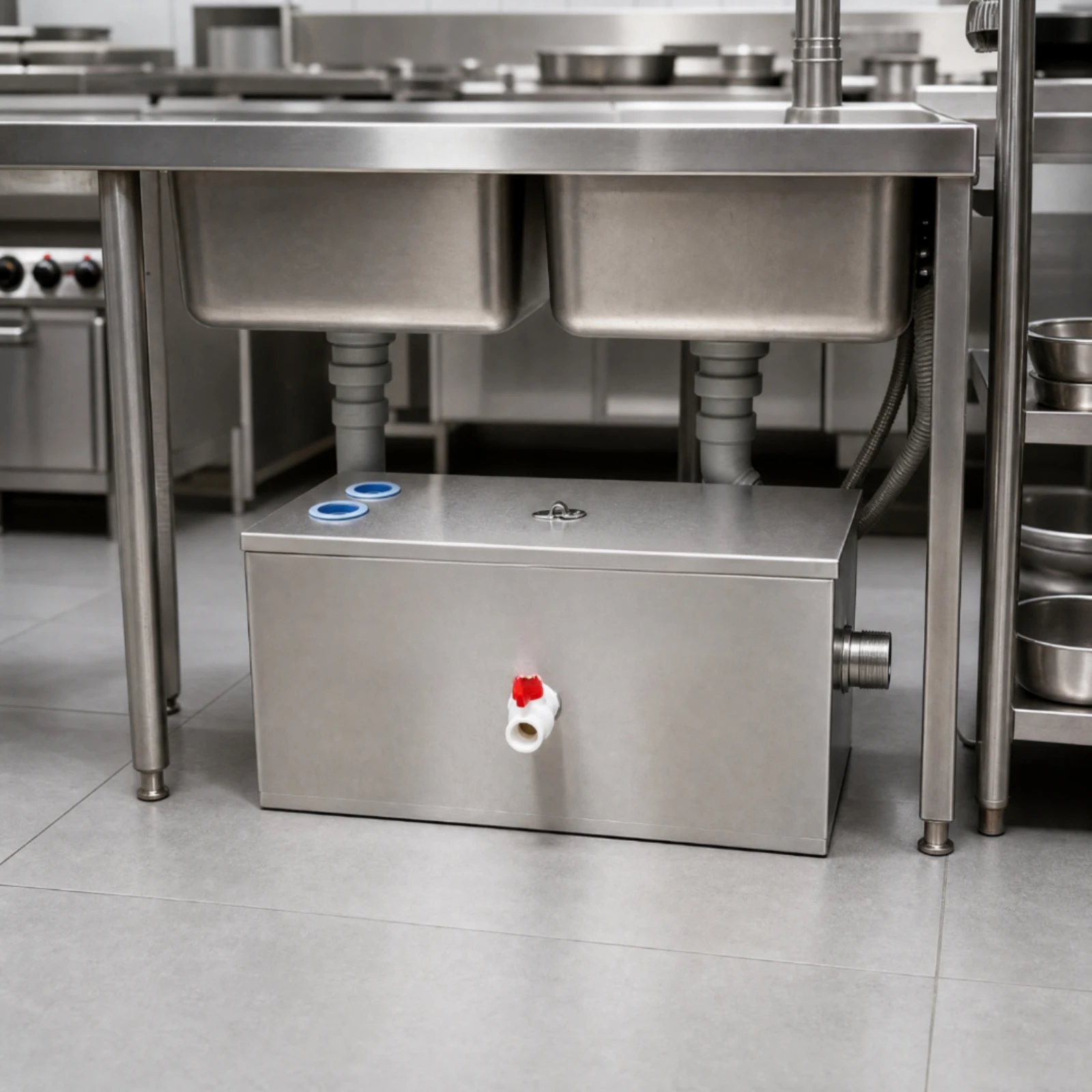 Kitchen Oil-Water Separator Underground Grease Separator with Oil-Drain Valve Drainage Equipment Easy to Maintain