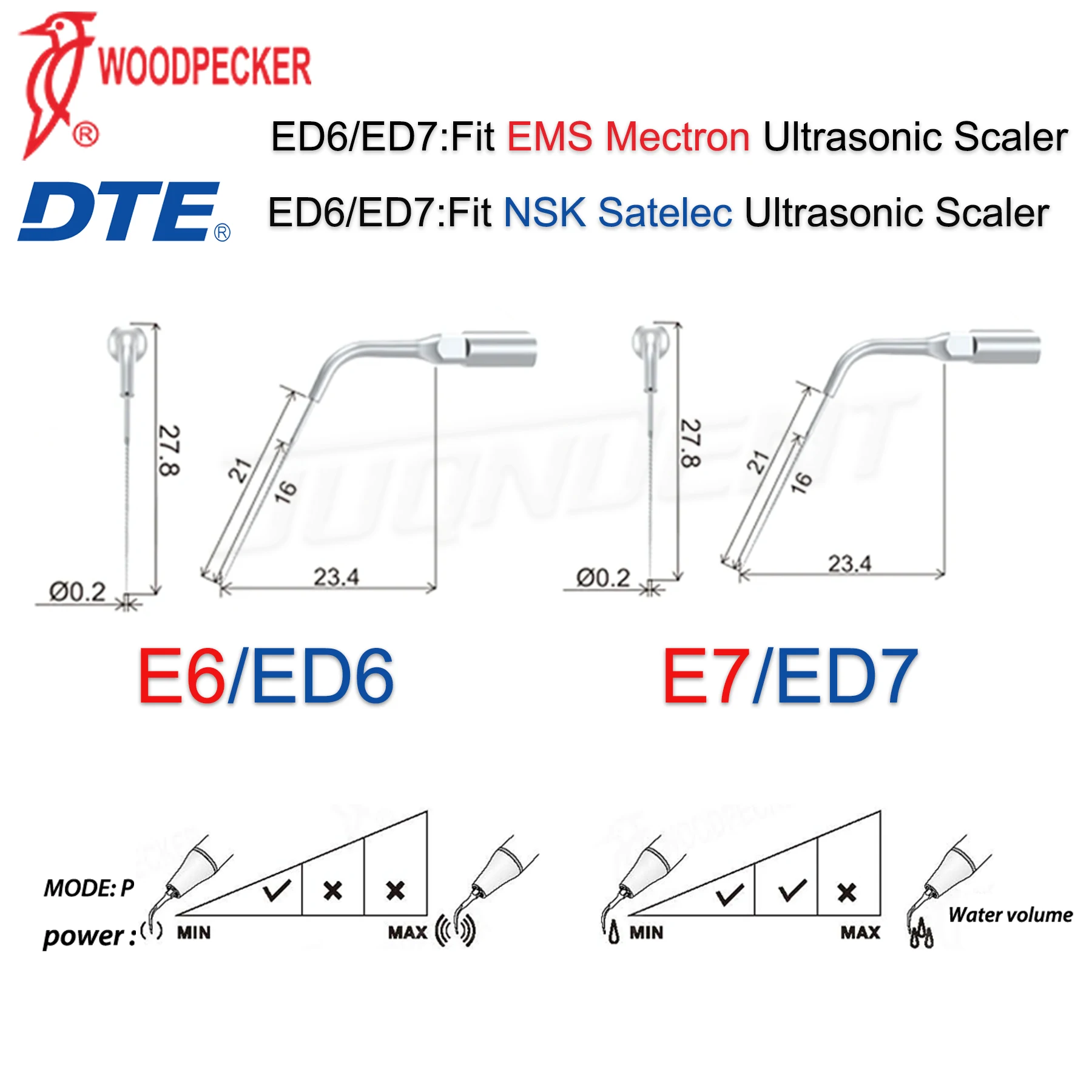 نقار الخشب قشارة الأسنان بالموجات فوق الصوتية نصائح اللبية تلميح E6 E7 تستخدم لقنوات الجذر إزالة الكائنات الألمانية تناسب EMS NSK Satelec