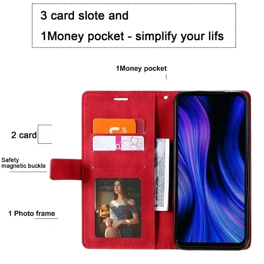 Etui z klapką dla Xiaomi Redmi Note 13 12S 11 10 Pro Redmi Note 7 8T 9 Pro Uchwyt Magnetyczny Skórzany Portfel Gniazda na karty Pokrowiec na torbę — zdjęcie produktu 3
