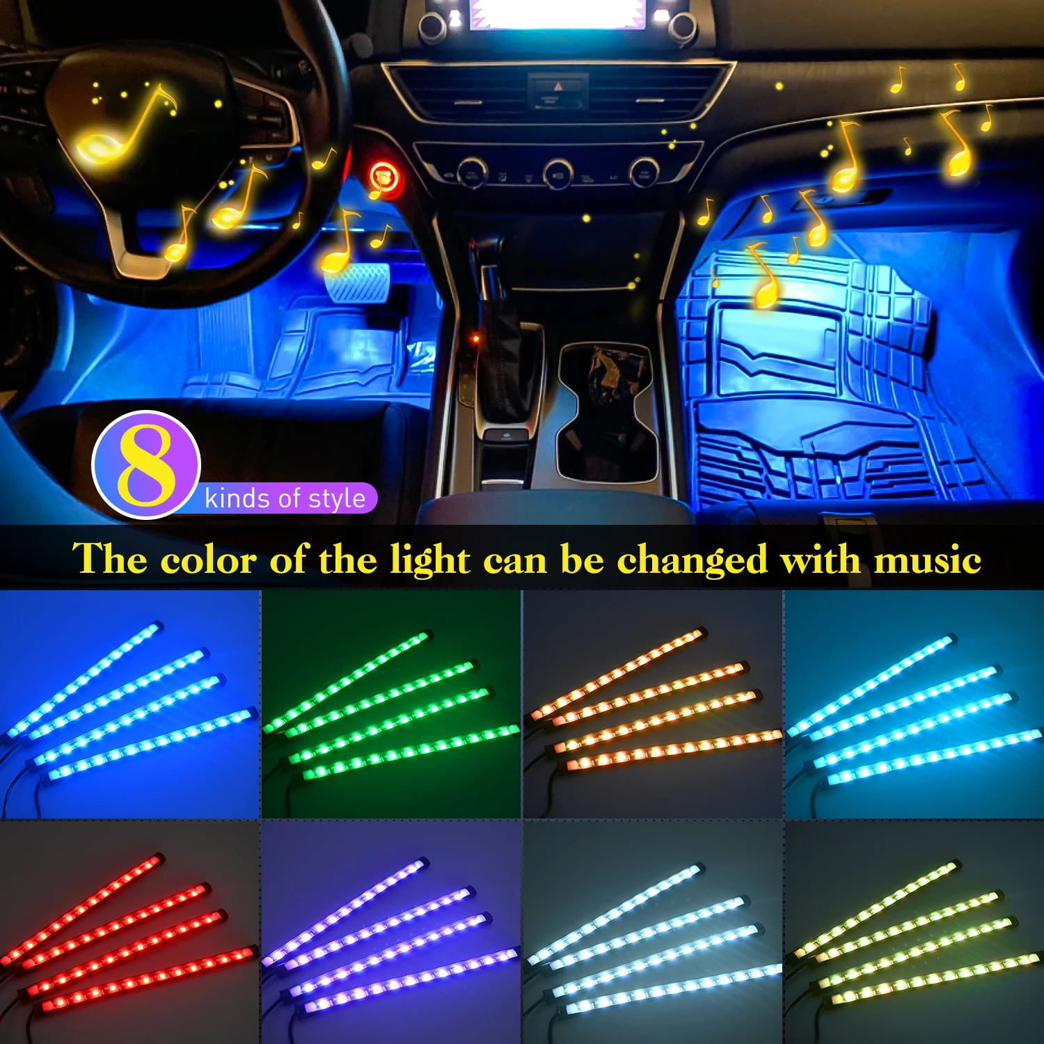 4PCS USB Interior Lights Multi - Audio Music Light 评论和价格