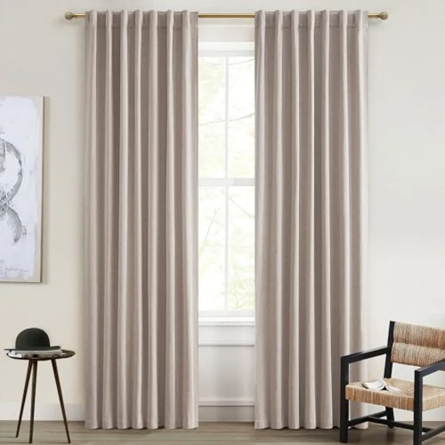 

Curtains 84 Inch Length 2 Panels Total out for Bedroom Sand Extra Wide patio door curtains 100 Inch 2*50W*84L Draft Blocking In