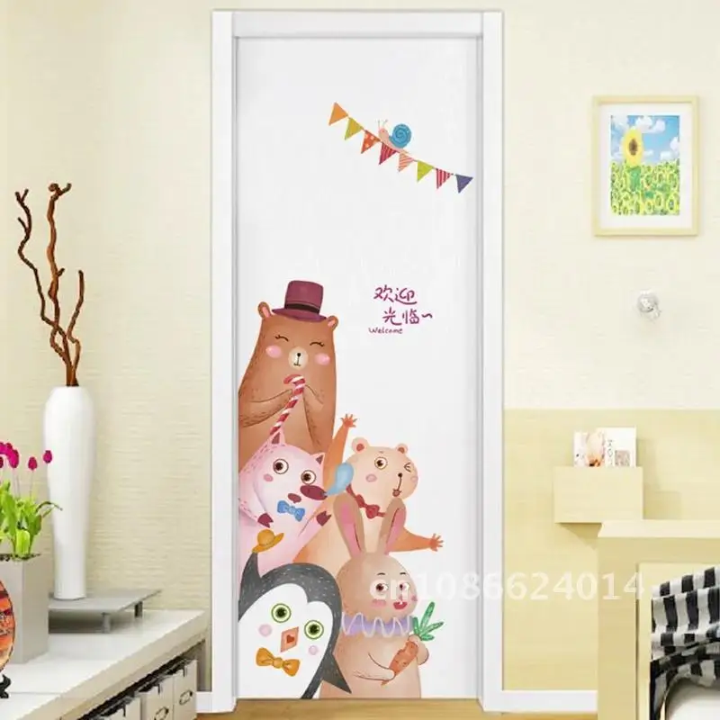 

Cute Cartoon Animals Wall Stickers for Kids Room Door Anime Decorative Stickers Living Room Wall Decals Home Decor PVC