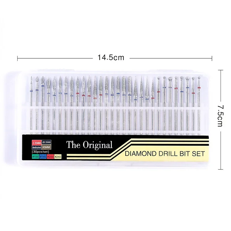 30 PCS Alloy Diamond Grinding Head Diamond Grinding Dead Skin Nail Removal Tool Set Wholesale Polishing Grinding Needle Diamond