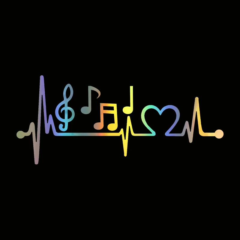 Car Sticker 3D 21.5cm*8.3cm Music Notes Heartbeat Sticker On Car Funny Stickers and Decals Vinyl Car Styling Black/Silver/Laser