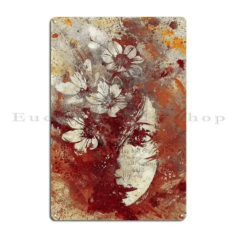 My Great Devastator Ii Burnt Flower Girl Graffiti Painting Metal Plaque Poster Club Wall Decor Personalized Club Tin Sign Poster