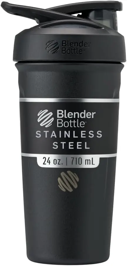 

Insulated Stainless Steel Shaker Bottle, 24 oz, with Wire Whisk, Black