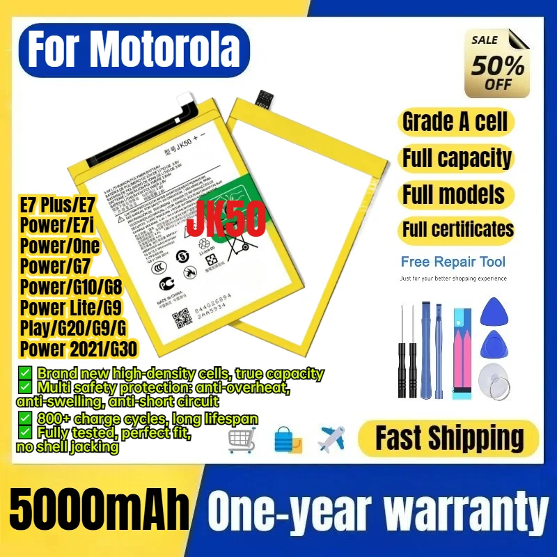 JK50 for Motorola E7 Plus/E7 Power/E7i Power/One Power/G7 Power/G10/G8 Power Lite/G9 Play/G20/G9/G Power 2021/G30  Phone Battery