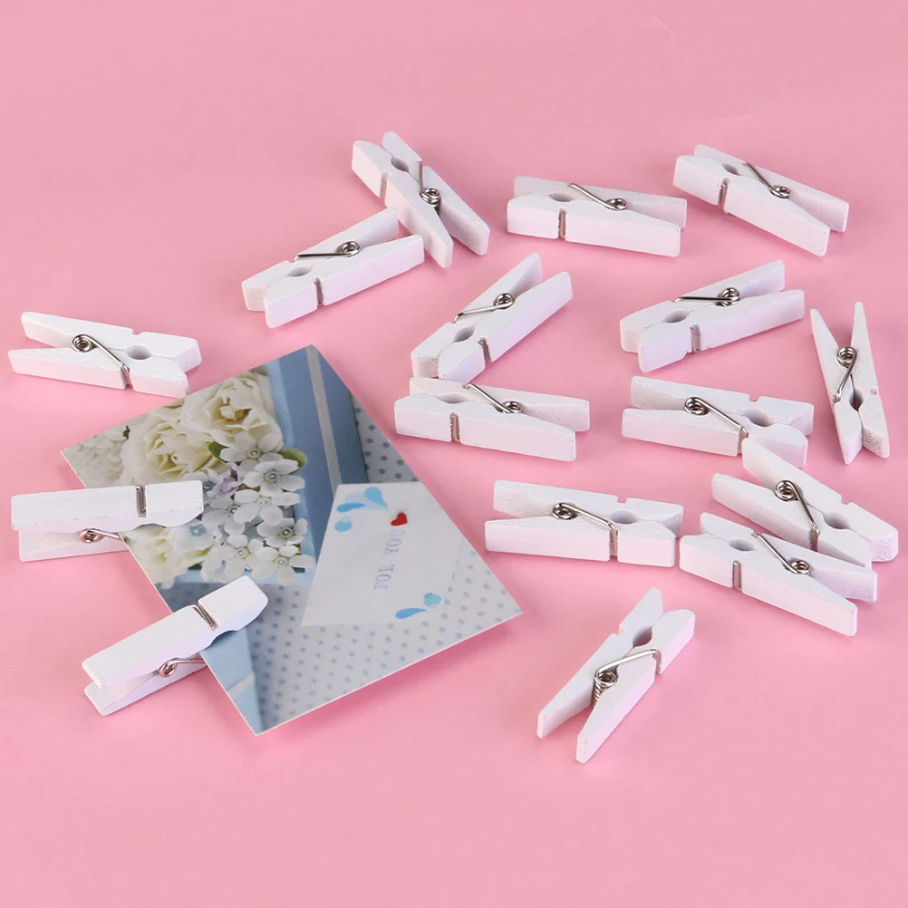 100 قطعة مقاطع صور خشبية صغيرة مشابك الغسيل الطبيعية 2.5 سنتيمتر للمشروعات الحرفية معلقة صور الديكور مقاطع الصور #5