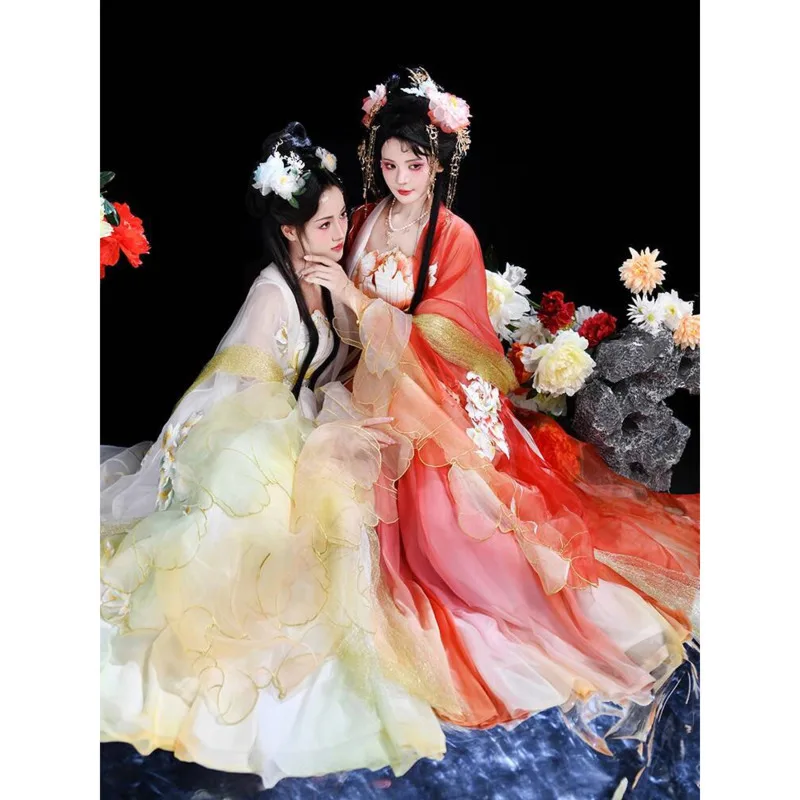 

Halloween Cosplay Luhua Nong Dreamlike Nishang Hanfu Women's Song Dynasty Heavy Industry Embroidered Big Sleeve Shirt Set