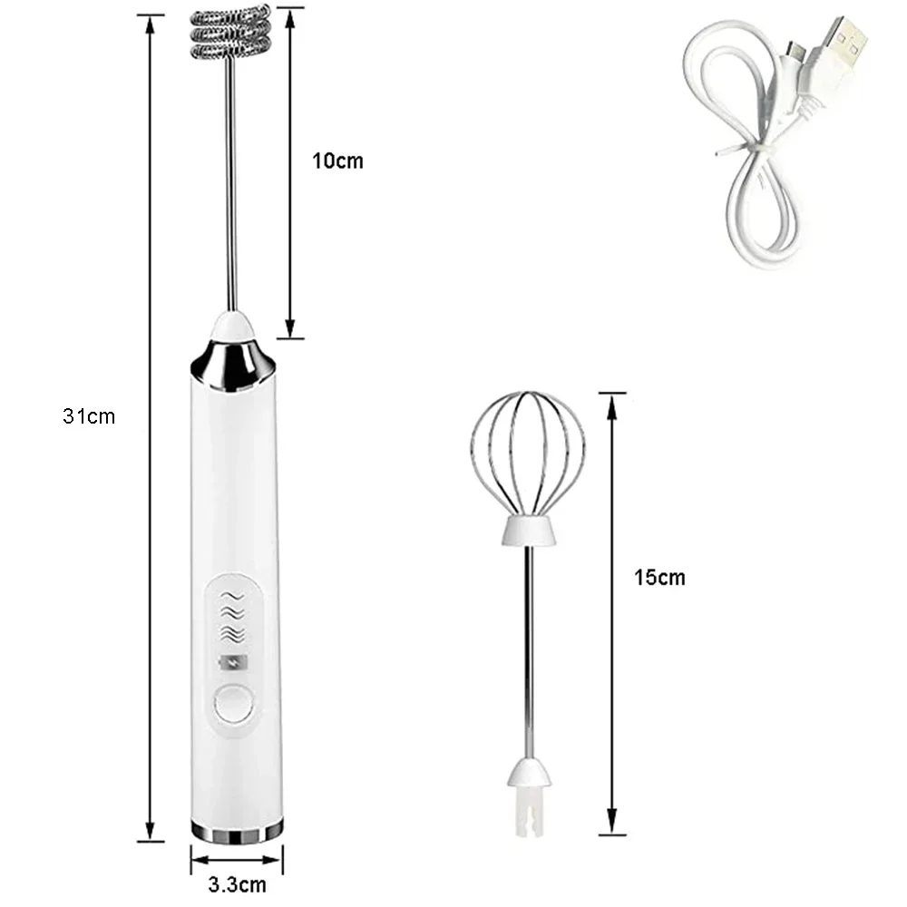 خلاط رغوي كهربائي خفقت الخافق النمام 3 سرعات القهوة مشروب حليب Frother USB قابلة للشحن يده خلاط طعام خفقت #4