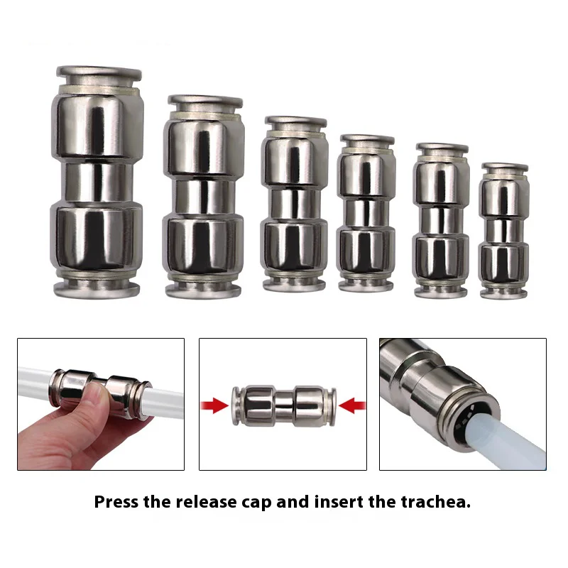 

6PCS Quick High Steel titanium Pneumatic Air Hose Fittings Connectors 6.7-12.7mm Metal Pressure Release Pipe Conditioner Flare