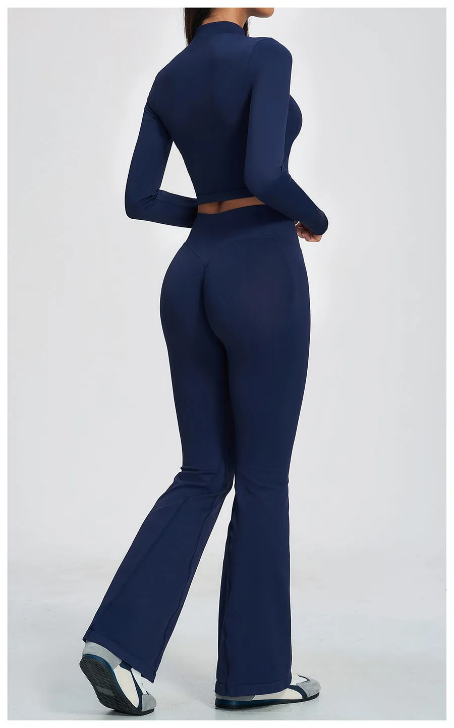 Neues 2-teiliges Yoga-Set, nahtloses Sportoutfit, Damen-Trainingsanzug, Lauf- und Workout-Kleidung, langärmelig, mit Reißverschluss, Sportbekleidung – Detail 19