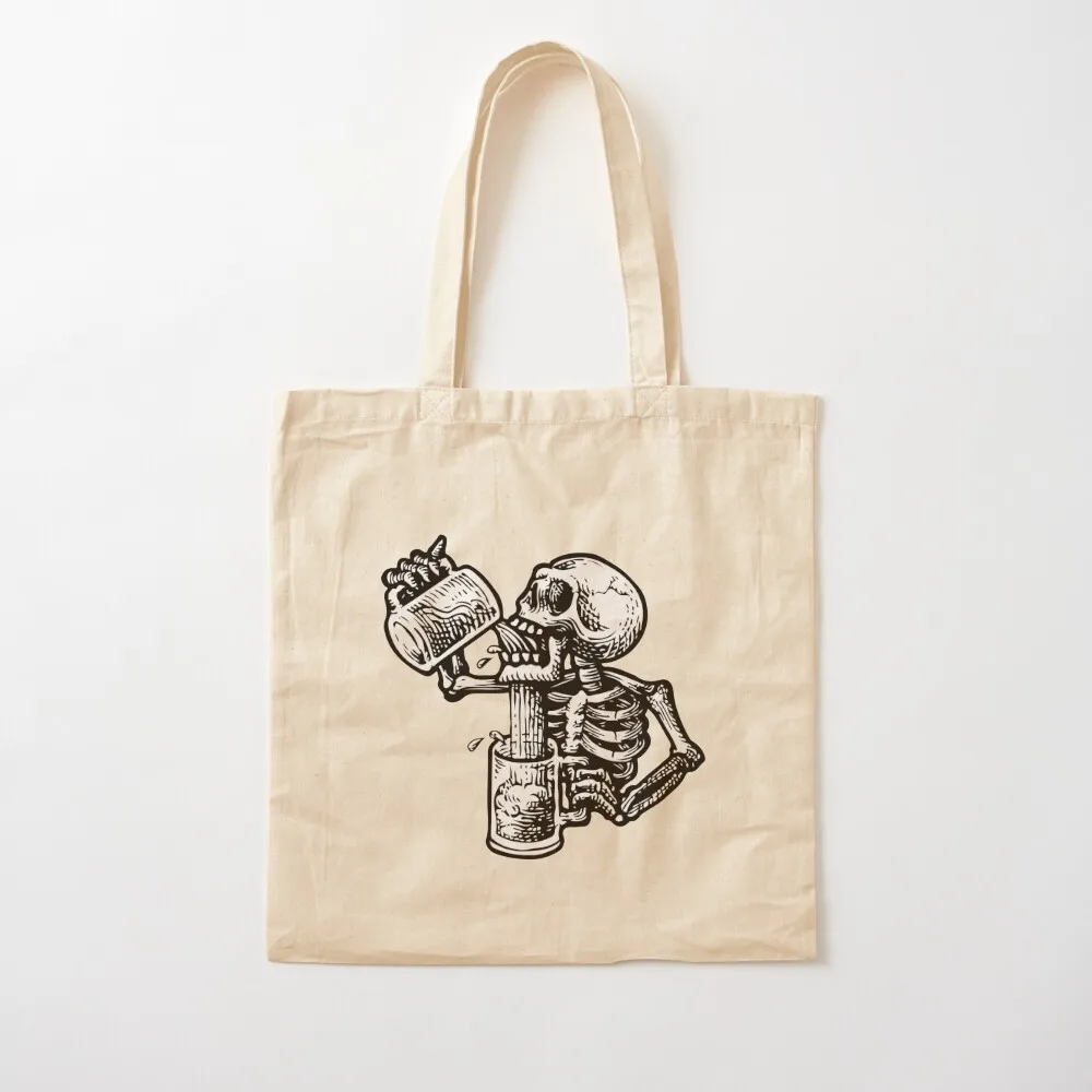

Drunk skull Tote Bag shopping bag logo free delivery bags shopping bags foldable Canvas Tote Bag