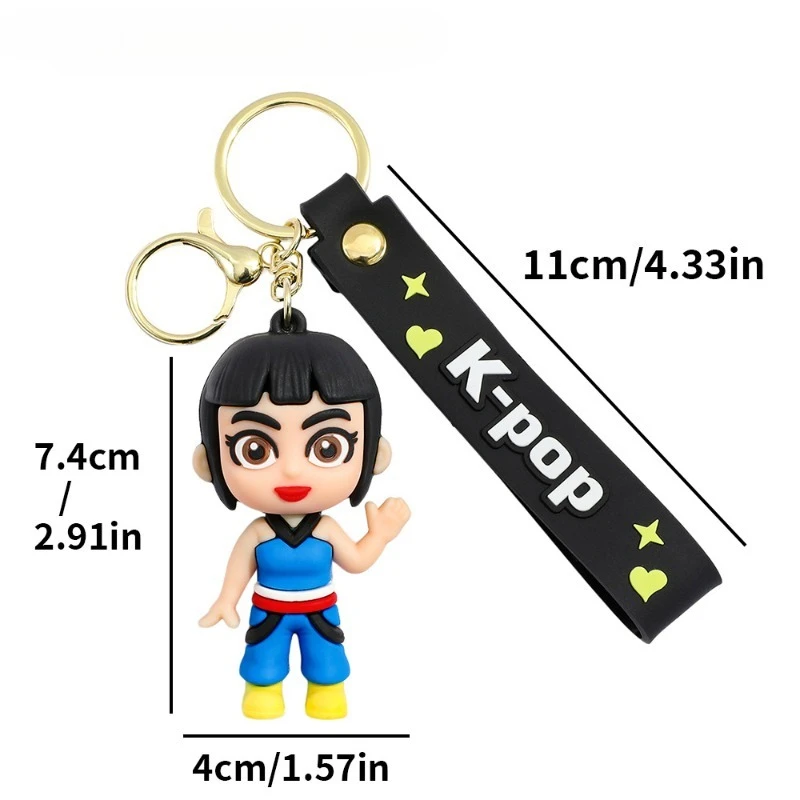 Nova caça feminina kpop dos desenhos animados chaveiro feminino saco pequeno pingente animação chaveiro pequeno presente. slayer de demônio