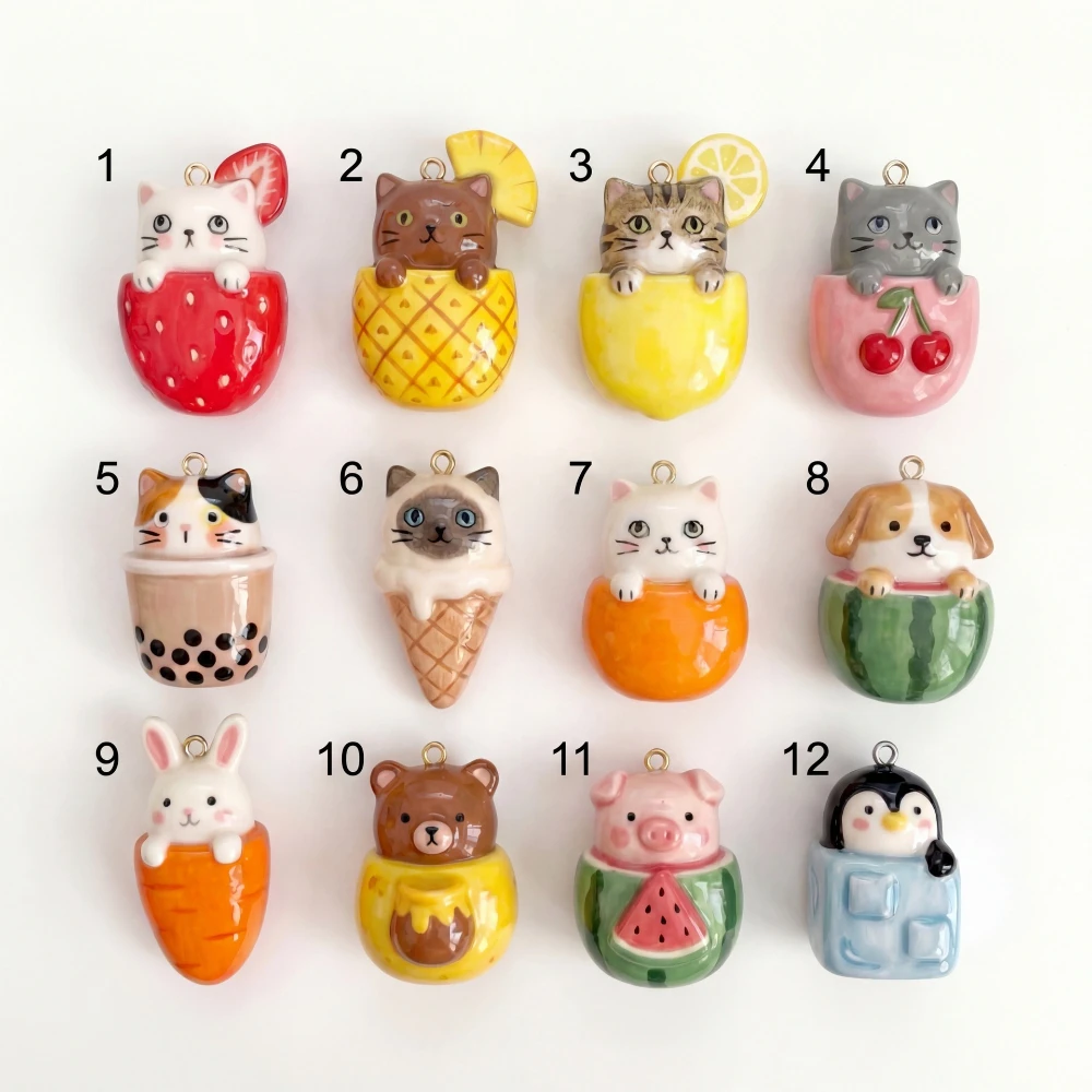 Modische, vielseitige, beliebte, niedliche kleine Katzen- und Honigbär-DIY-Anhänger für Schmuck. – Detail 5