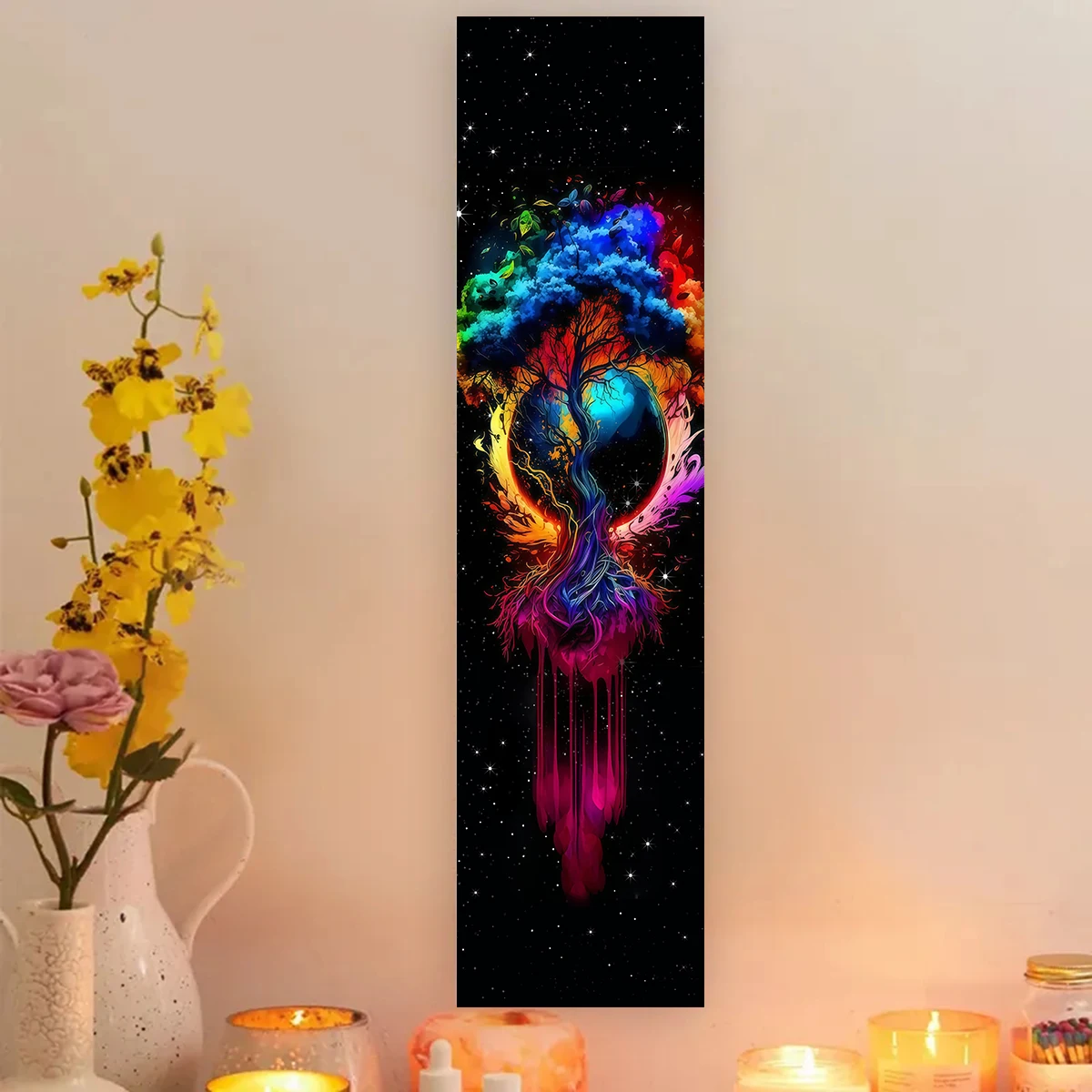 

Tree of Life Planet Chakras Wall Decoration Tapestry Chakra Meditation Vertical Tapestry Colorful Spiritual Aesthetic Tapestry