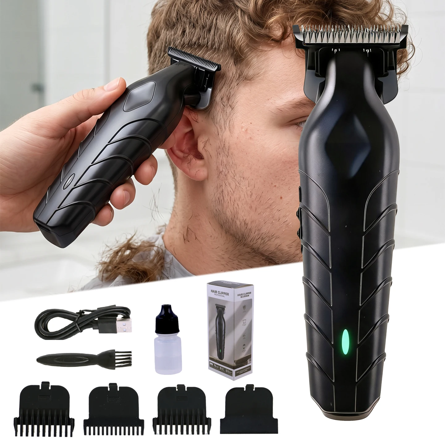 OMUONE Professional Barber Cordless Hair Clipper USB Rechargeable Hair Trimmer Precision Beauty Tool Men's Gift