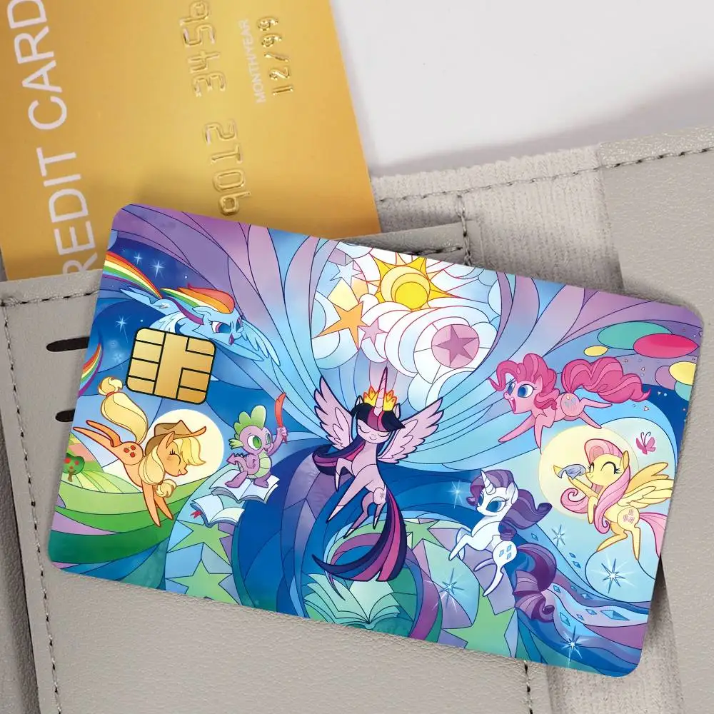 Cartoon Poster Waterproof Film skin Cover My LIttle P-PpoNyS 4PCS Credit Card stickers Debit Front Decoration Bank Subway Pass